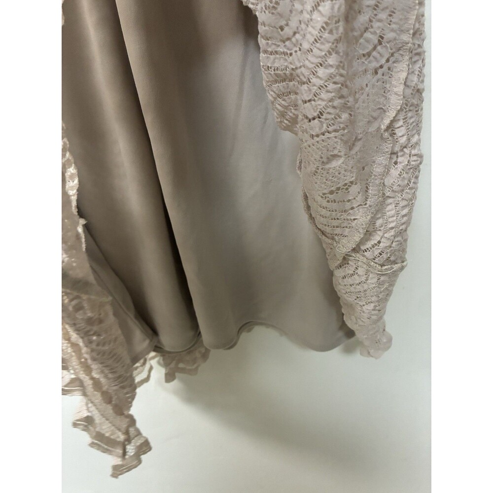 Rabbit Rabbit Rabbit Designs Midi Dress Sleeveless V-NeckTan Lace Stretchy L - Picture 11 of 13